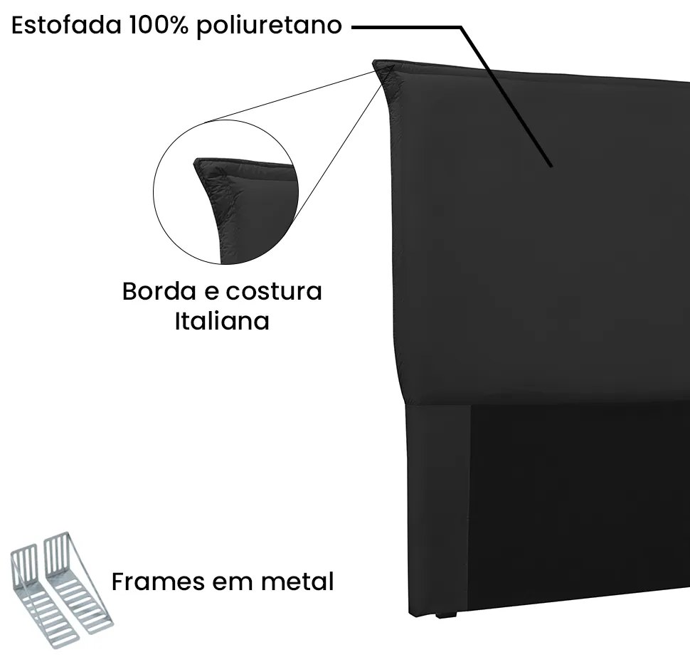 Cabeceira Cama Box Casal 140 cm Garden Veludo Preto S04 - D'Rossi