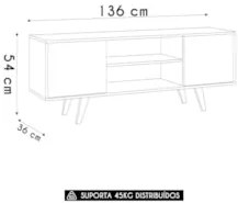 Rack Bancada de TV 50 Pol 136cm Espain Z10 Off/Cinamomo - Mpozenato