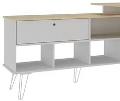 Mesa Escrivaninha Industrial 136cm Dhabi A06 Carvalho/Branco - Mpozena