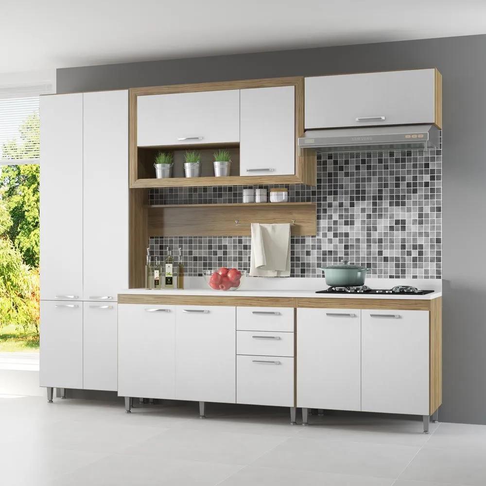Cozinha Compacta 11 Portas Com Tampo Branco 5723 Branco/Argila - Multimóveis