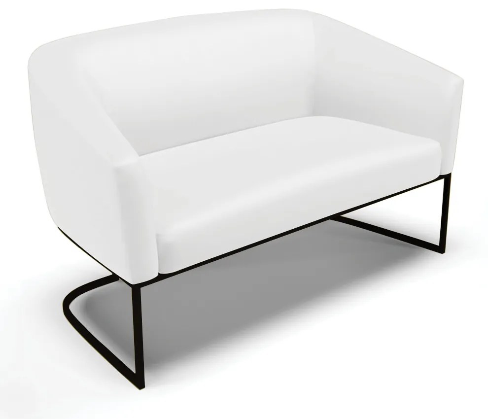 Sofá Namoradeira e 2 Poltronas Base Industrial Preto Stella Corino D03 - D'Rossi - Branco