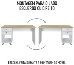 Mesa Escrivaninha 135cm Elai e Gaveteiro 2 Gavetas May A06 Olmo/Branco