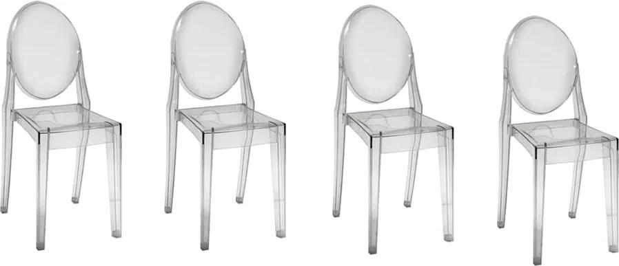 Conjunto com 4 Cadeiras Invisible sem Braço - Transparente