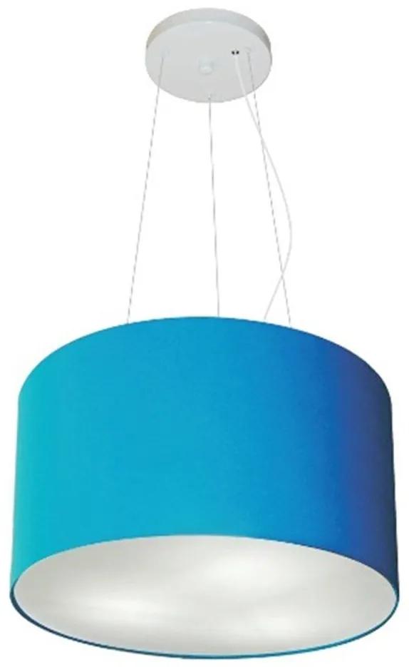 Lustre Pendente Cilíndrico Vivare Md-4009 Cúpula em Tecido 40x21cm - Bivolt - Azul-Turquesa - 110V/220V