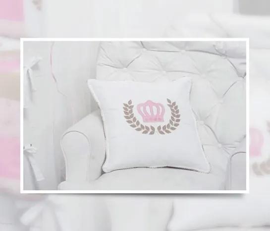 Capa de Almofada Linha Baby Princesa - Branco/Rosa