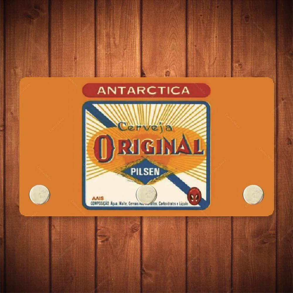 Porta-Chaves Antarctica Original Amarelo - 3 Ganchos - em Metal