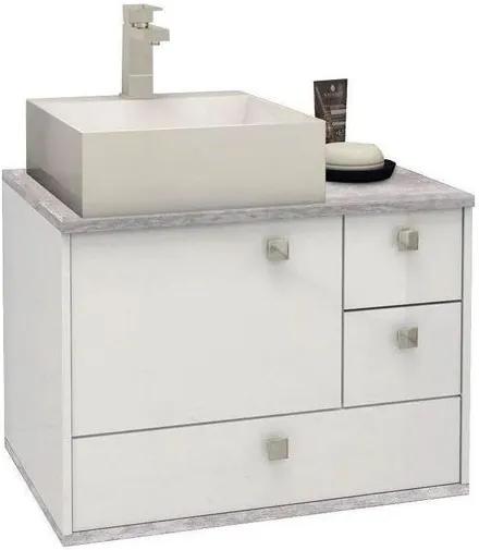 Gabinete para Banheiro 60cm MDF Moema Branco com Calcare sem cuba 60x43,8x42,5cm - Cozimax - Cozimax