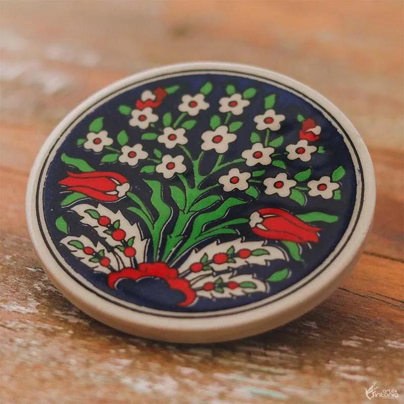 Porta-copo em Cerâmica Turca Floral