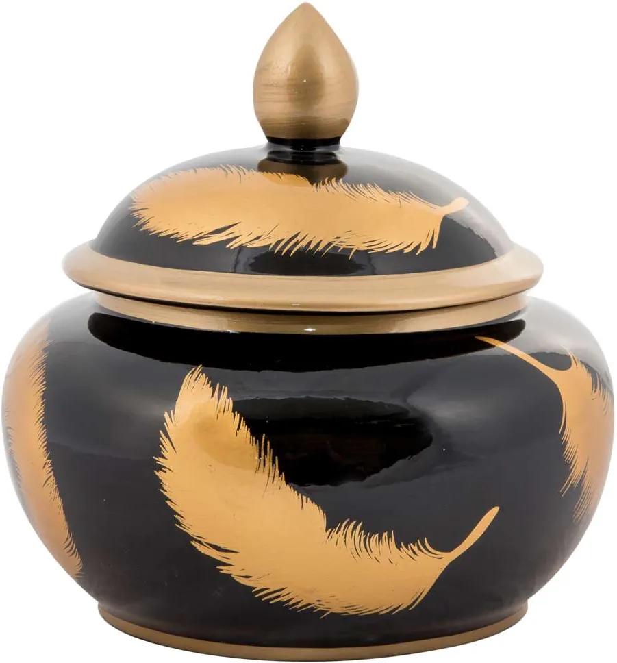 Vaso Decorativo de Porcelana Umoja - Linha Black &amp; Gold