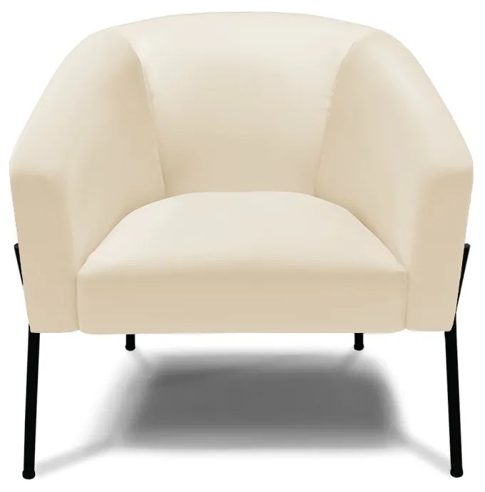 Poltrona Decorativa Pé de Ferro Preto Kit 2 Stella Sintético Bege D03 - D'Rossi