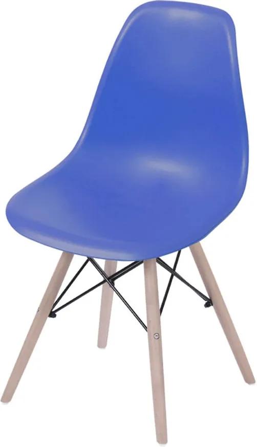 Cadeira Eames Dkr Polipropileno Base Eiffel Madeira Azul Escuro