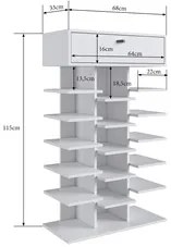 Sapateira Multiuso 1 Gaveta e 15 Prateleiras SP020 Branco - Completa M