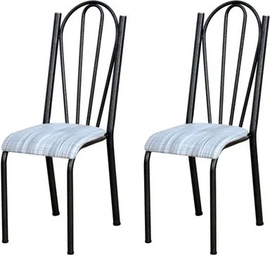 Kit 2 Cadeiras 021 América Como Preto/Linho - Artefamol