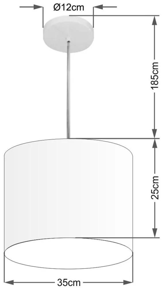 Lustre Pendente Cilíndrico Md-4143 Cúpula em Tecido 35x25cm Branco - Bivolt