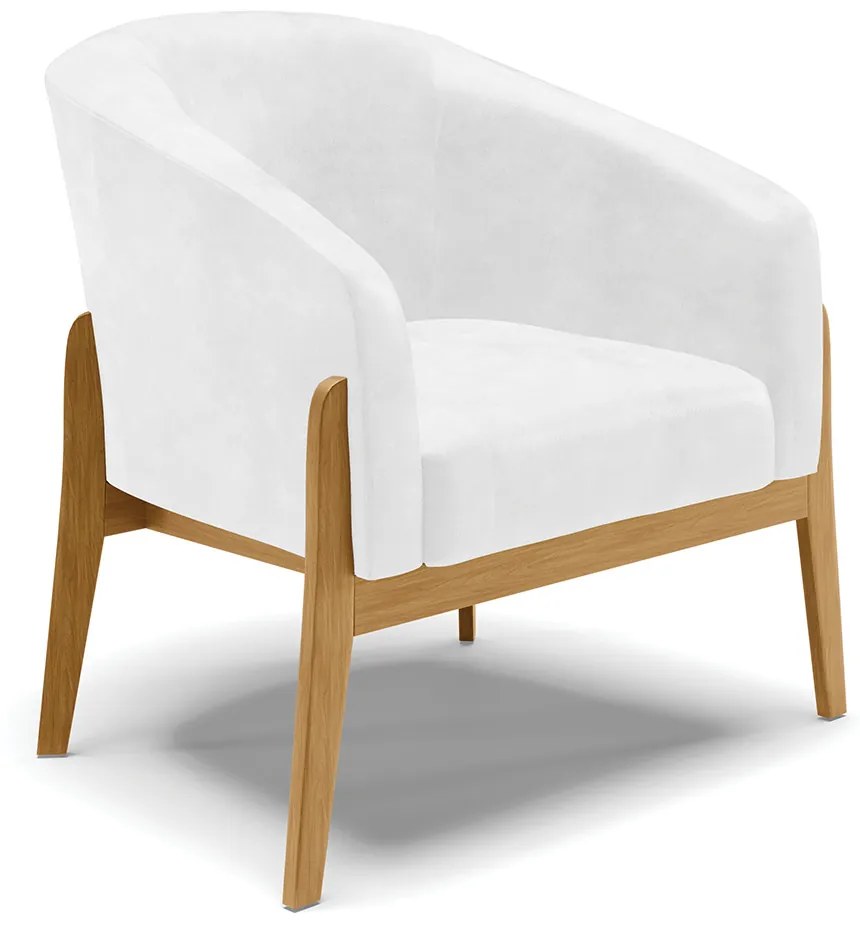 Poltrona Decorativa Base de Madeira Stella Sintético PU D03 - D'Rossi - Branco