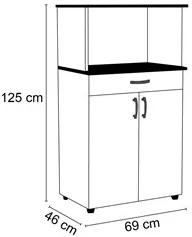Kit 2 Balcões Multiuso para Cozinha 2 Portas Carina Branco/Preto - AJL