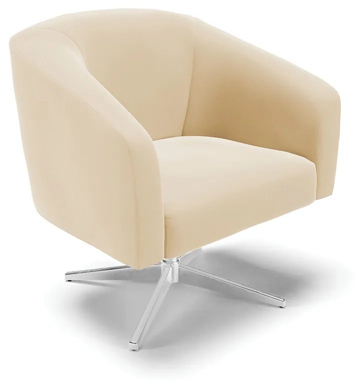 Poltrona Decorativa Giratória Cromada Stella Suede D03 - D'Rossi - Bege