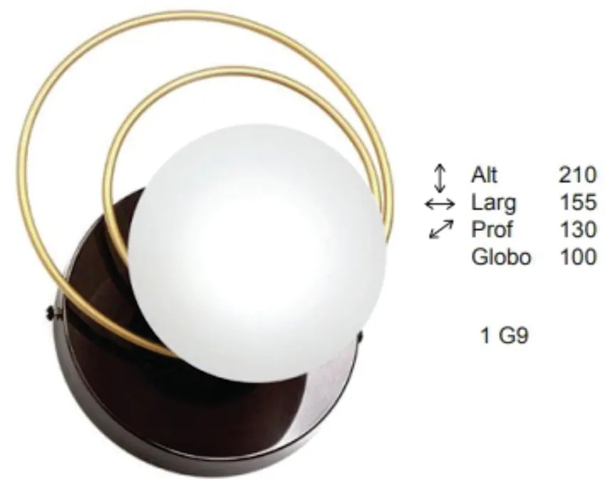 Arandela Ring Circulos 13X15,5X21Cm Globo Ø12Cm 1Xg9 - Old Artisan Ar-... (GRAFITE, AMBAR)