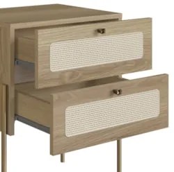 Mesa de Cabeceira Com 2 Gavetas Pé Metal Arlo A10 Hanover/Dourado - Mp