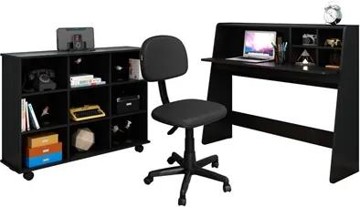 Mesa Escrivaninha Idealle Nicho Organizador Toys e Cadeira Giratória CS-02 Preto - Mpozenato