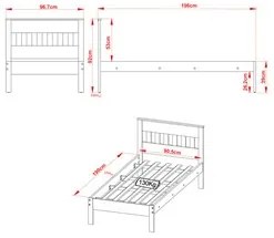 Cama de Solteiro Madeira CM8006 Nogal/Branco - Tecno Mobili