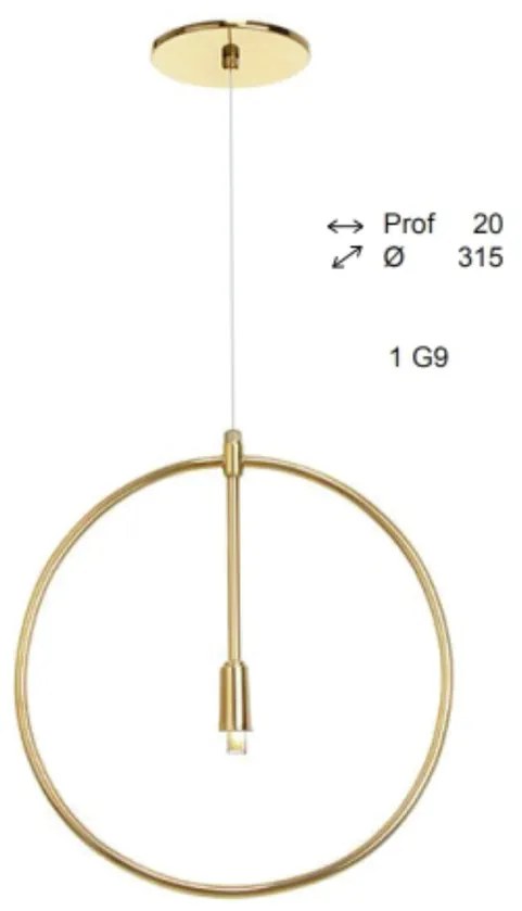 Pendente Ring Ø31,5X2Cm Circle Metal Aluminio 01Xg9 - Old Artisan Pd-5... (BRANCO / DOURADO BRILHO)