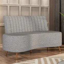 Sofá 2 Lugares para Sala Living 160cm Pés Palito Tamar Z08 Linho Cinza