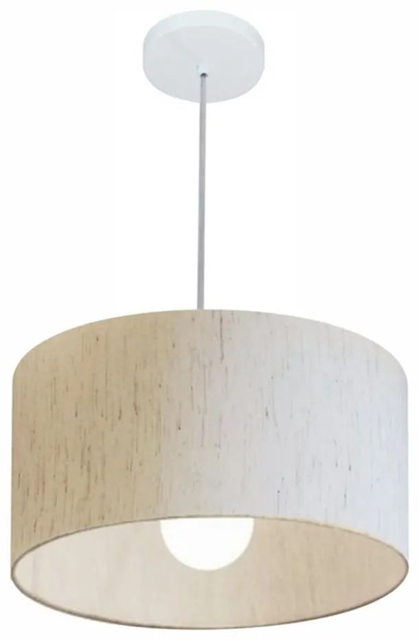 Lustre Pendente Cilíndrico Vivare Md-4146 Cúpula em Tecido 40x30cm - Bivolt