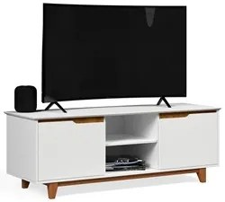 Rack para Sala Bancada de TV 55 Pol 139cm Flow Branco - EJ Móveis