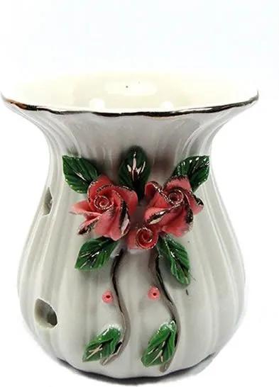 Aromatizador em Cerâmica com Flores Rosas (9cm)