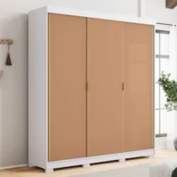 Guarda Roupa Casal 200cm 3 Portas Duke Flex Branco/Camarim V02 - Mpoze