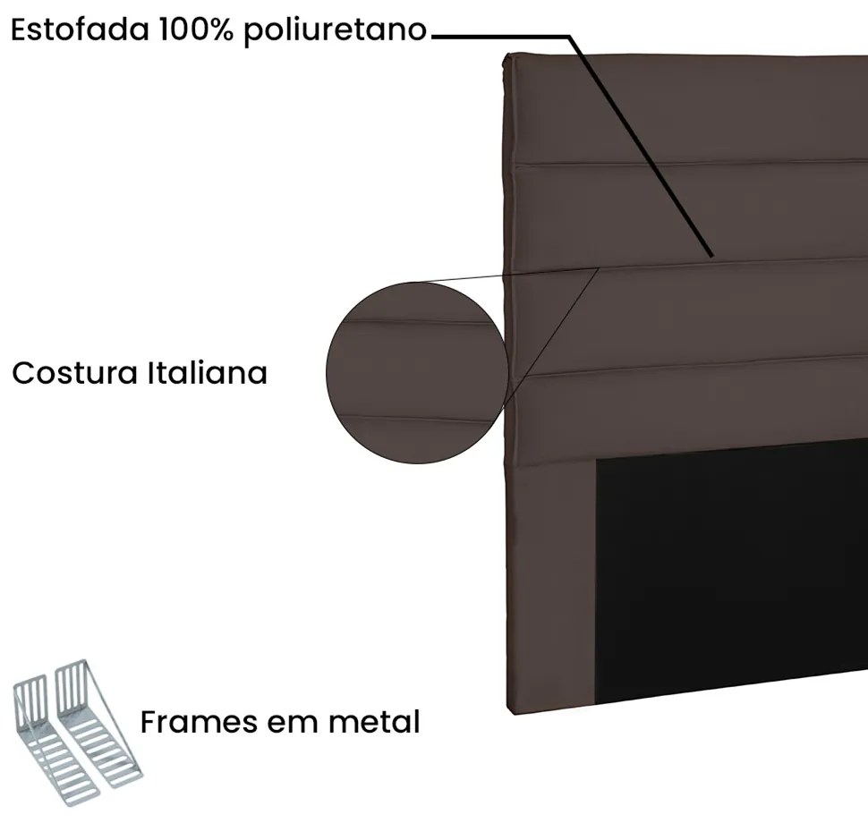 Cabeceira La Italiana Para Cama Box Solteiro 90 cm Suede Café - D'Rossi