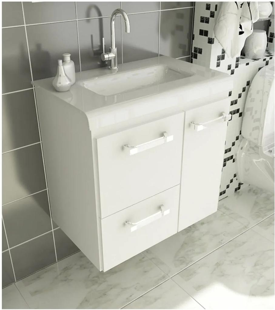 Gabinete para Banheiro 60 cm com 2 Peças Vetro 13 Branco Tomdo
