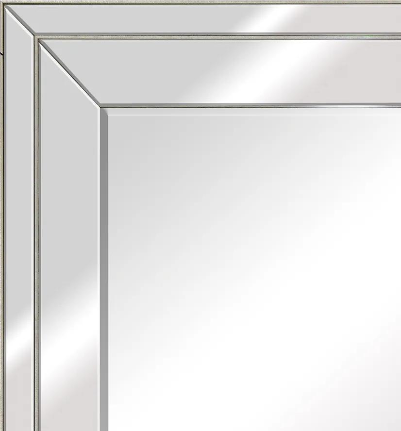 Espelho Retangular Prata com Moldura Espelhada - 77x97cm