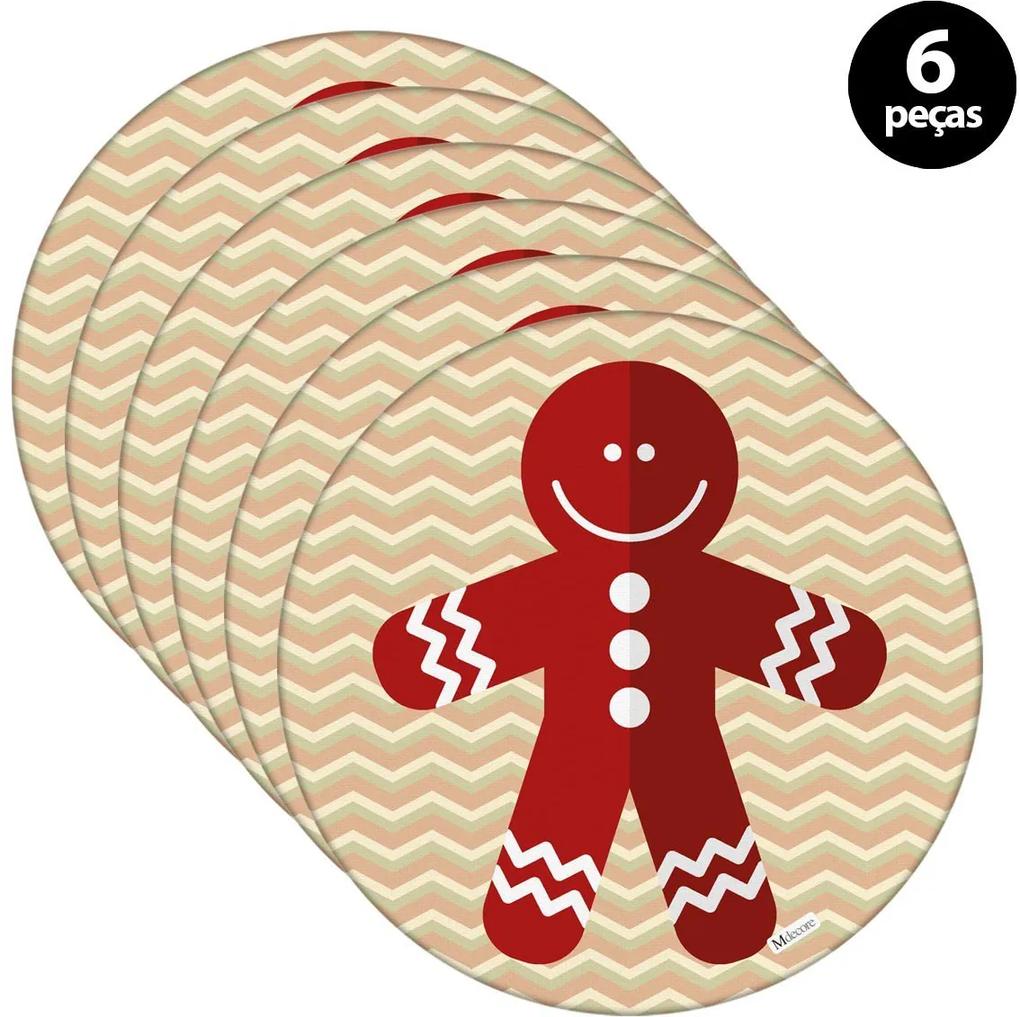 Capa para Sousplat Mdecore Natal Biscoito Bege6pçs