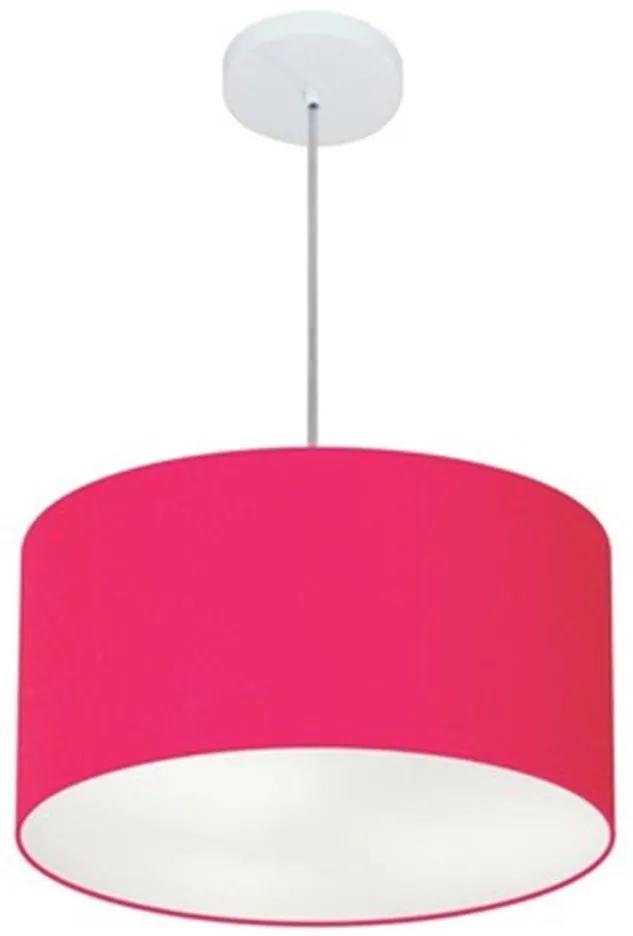 Lustre Pendente Cilíndrico Vivare Md-4099 Cúpula em Tecido 40x25cm - Bivolt - Rosa-Pink - 110V/220V