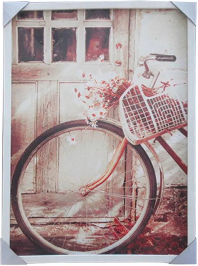 Quadro Bike And Flower com Moldura - Urban - 70x50 cm