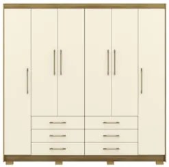 Guarda Roupa Casal 223cm 6 Portas Rick Nature/Champanhe V02 - Mpozenat