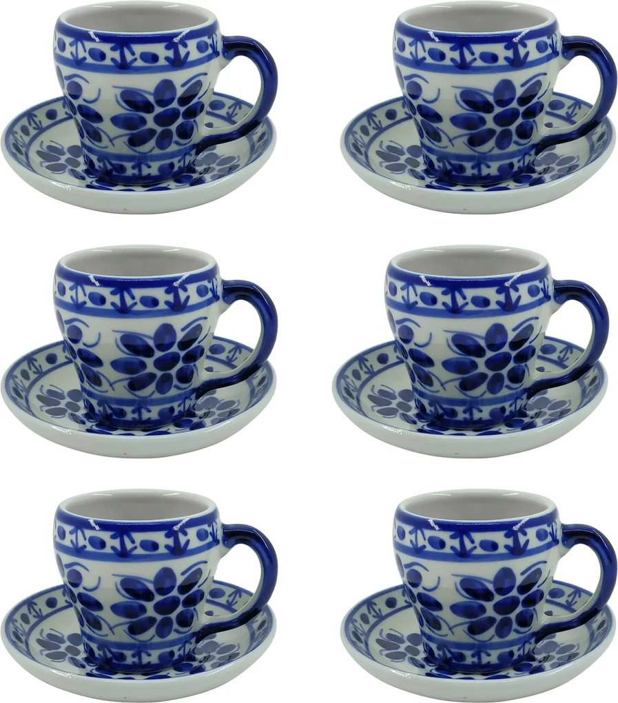 Jogo de Chá e Café em Porcelana Azul Colonial, Compre Online