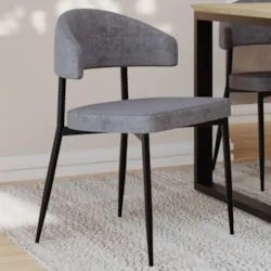 Cadeira de Jantar Estofada Kit 6 Chloe M25 Linho Lautrec Cinza - Mpoze