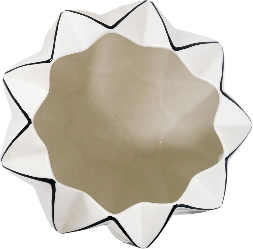 Vaso em Cerâmica Decorativo Preto e Branco - 29x34x34cm
