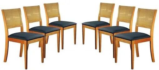 Kit 6 Cadeiras de Jantar Estofada Azul em Veludo Arsa