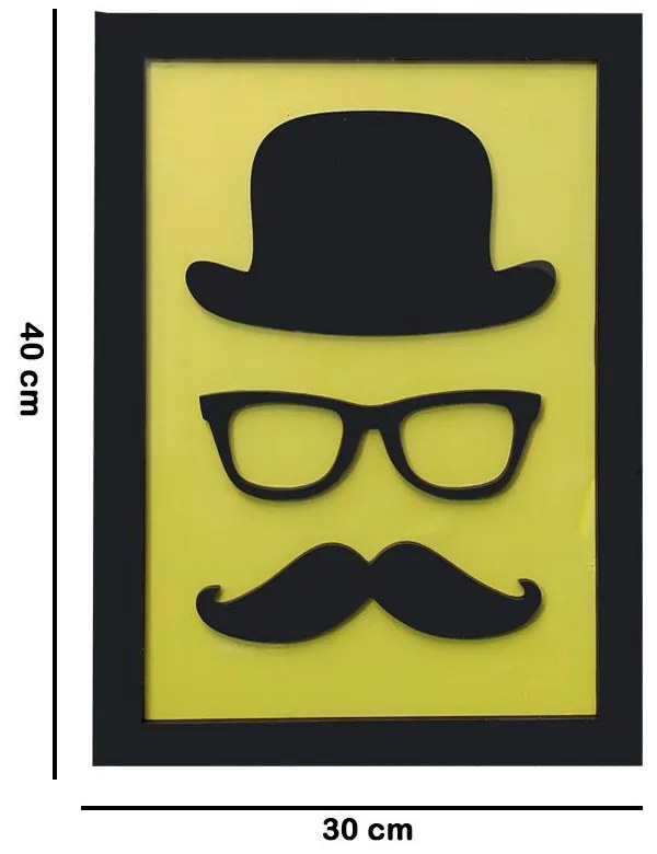 Quadro Decorativo ''Chapeu  Bigode'' 40x30  - D'Rossi