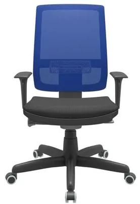Cadeira Office Brizza Tela Azul Assento Aero Preto Autocompensador Base Standard 120cm - 63712 Sun House