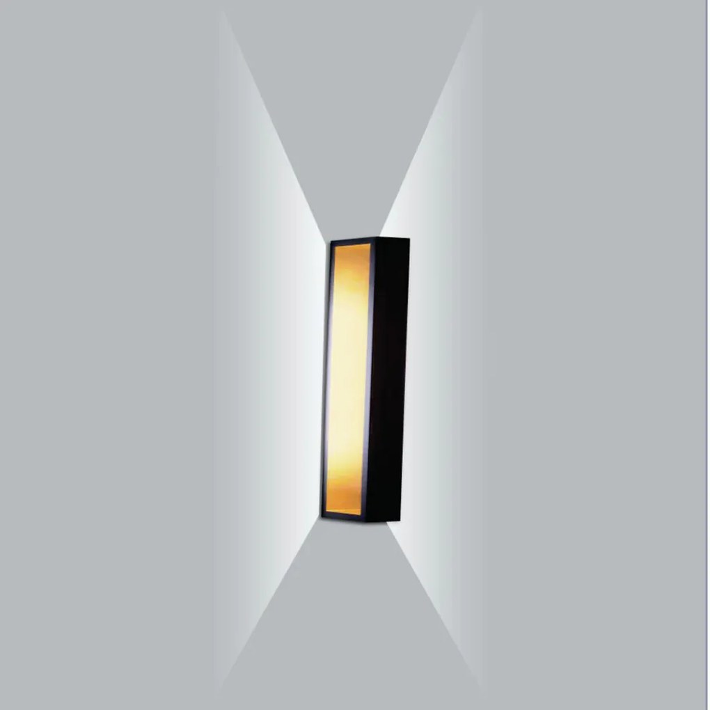 Arandela Puch Retangular Interna 1Xpci Led 5W 10X5X5Cm | Usina 5745/10 (OL-F / CP-M - Verde Oliva Fosco / Champanhe Metálico, 220V)