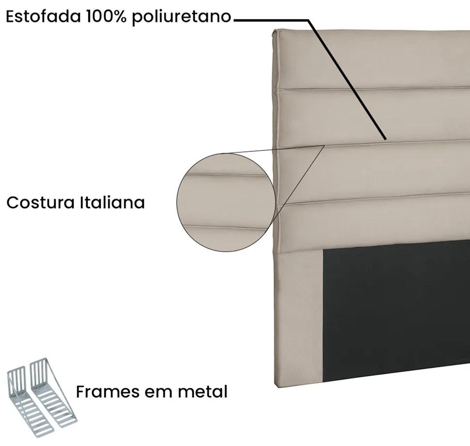 Cabeceira La Italiana Para Cama Box Casal 140 cm Suede Bege - D'Rossi