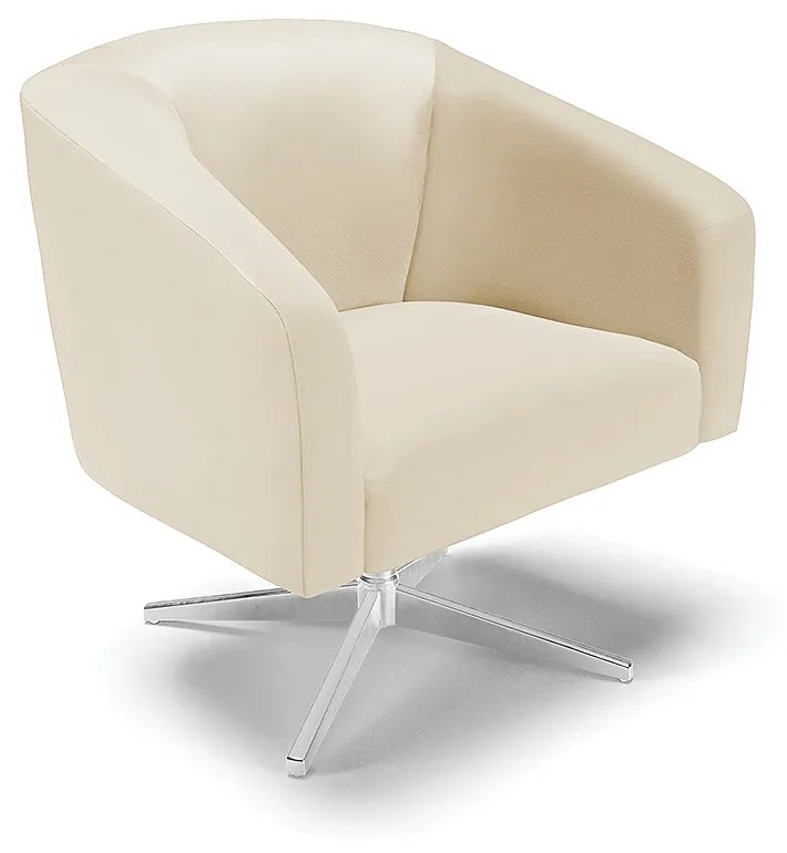 Poltrona Decorativa Giratória Cromada Kit 2 Stella Sintético D03 - D'Rossi - Bege