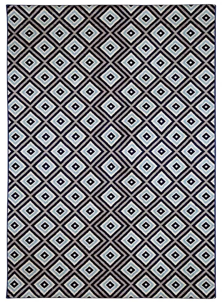 Tapete Decorativo Sala de Estar Hazard 250x300 Quadriculado Azul/Bege G67 - Gran Belo