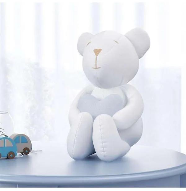 Urso Branco com Coração Azul 15cm Grão de Gente Az