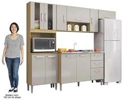 Armário de Cozinha Compacta Completa 244cm Balcão e Pia Inox Livy P11